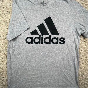 Adidas Mens Grey Amplifier Tee T-Shirt Short Sleeve Large w Black Logo Classic